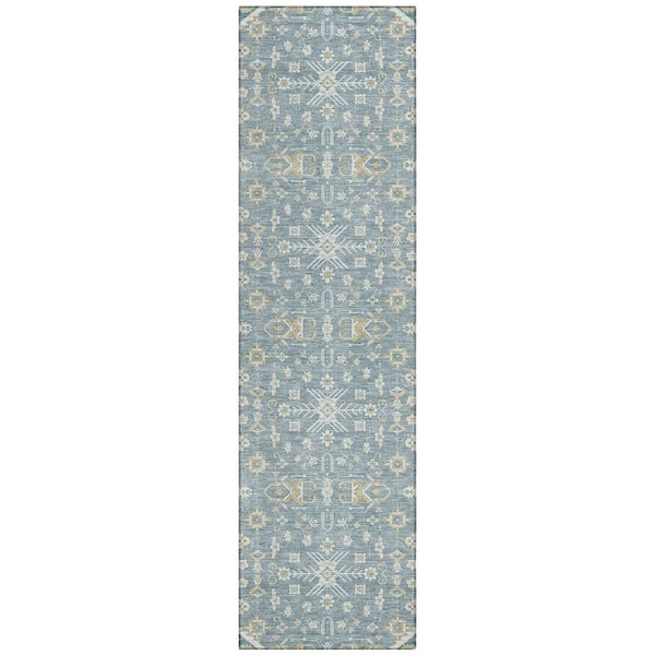 Chantille Machine Washable Indoor/Outdoor Abstract ACN3050 Teal 2 ft. x 7 ft. Runner Rug
