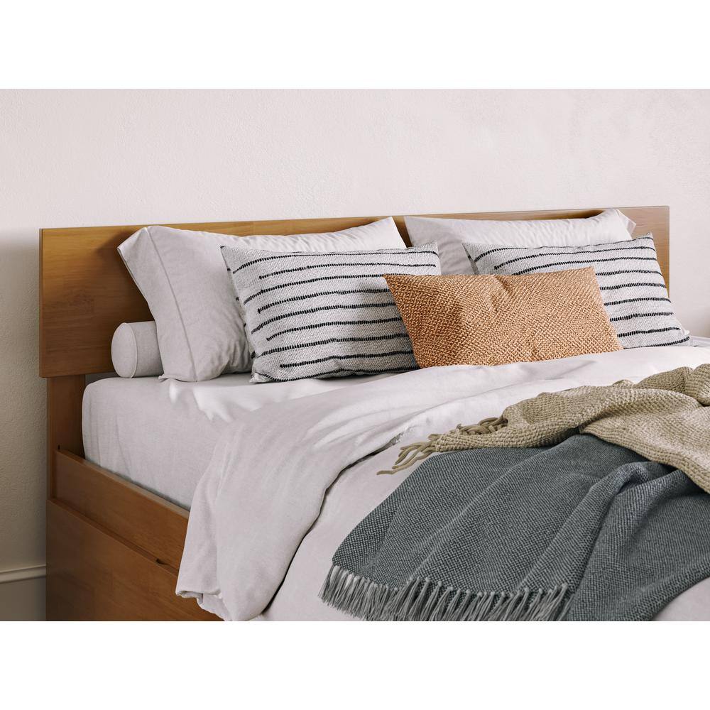 Light Toffee Queen Wood Platform Bed with Storage Drawers