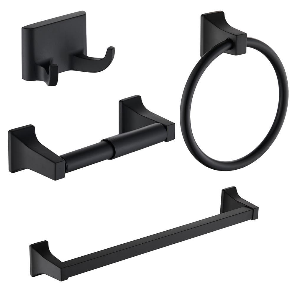 ACEHOOM 4Piece Bath Hardware Set with Mounting Hardware in Matte Black