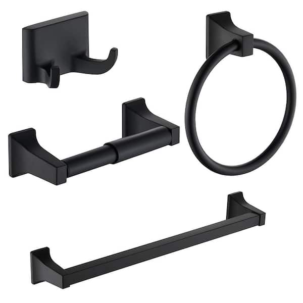 ACEHOOM 4-Piece Bath Hardware Set with Mounting Hardware in Matte Black