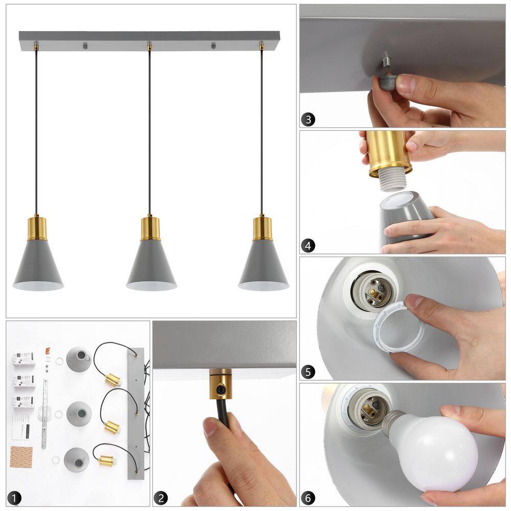 Apollo White and Brass Gold 33.5" Adjustable Linear LED Pendant