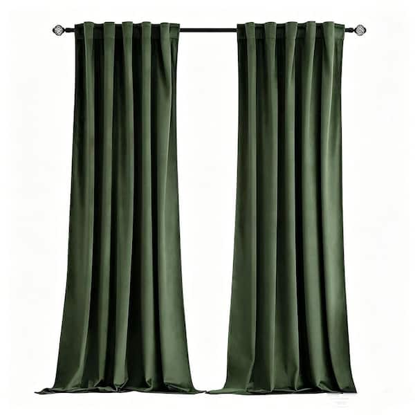 Sage Green Velvet Solid Color 52 in. W x 84 in. L Room Darkening