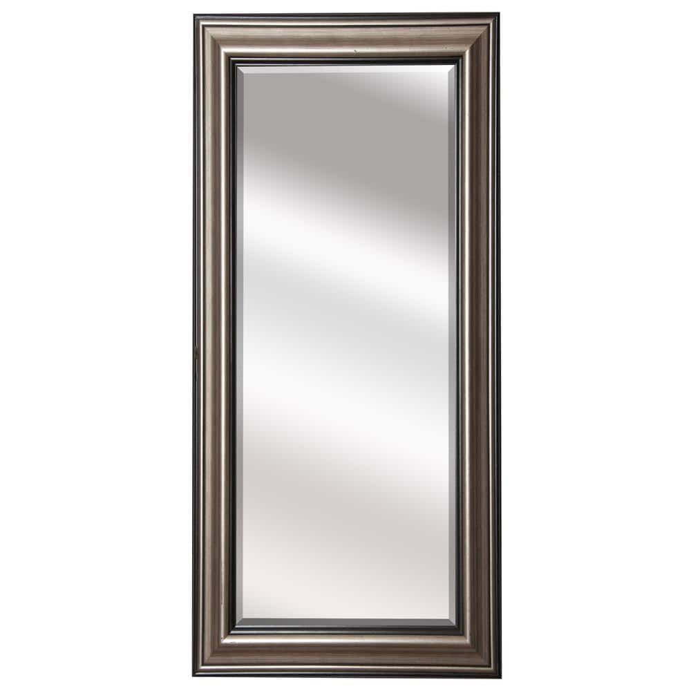 Oversized Silver And Black Wood Beveled Glass Modern Mirror (65.5 in. H X 3