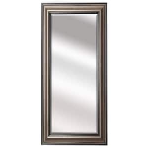 Oversized Silver And Black Wood Beveled Glass Modern Mirror (65.5 in. H X 32 in. W)