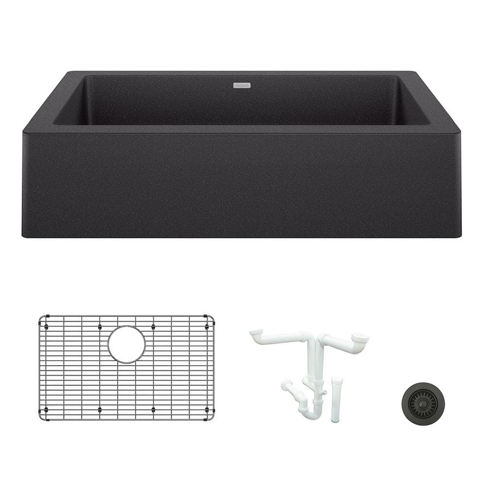 Vintera 30 in. Farmhouse/Apron-Front Single Bowl Anthracite Granite Composi