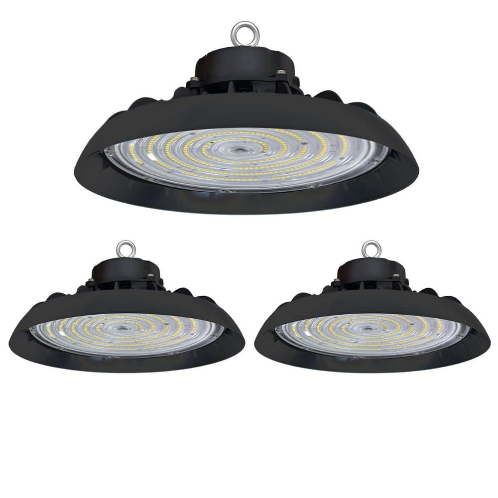 11 in. 450-Watt Equivalent Integrated Black LED UFO High Bay Light 24000LM 5000K Bright White(3-Pack) price history on PriceWatchPro