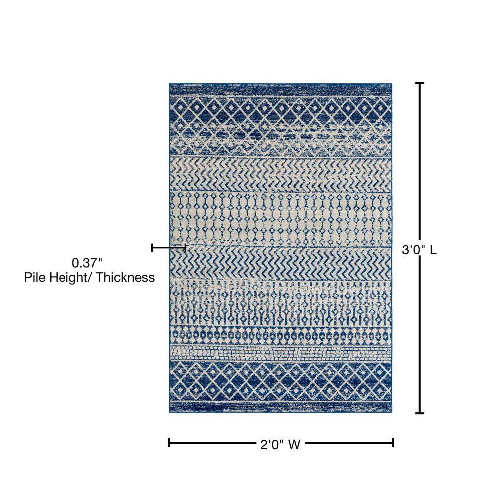 Elaziz Blue Geometric Patterned 2' x 3' Area Rug