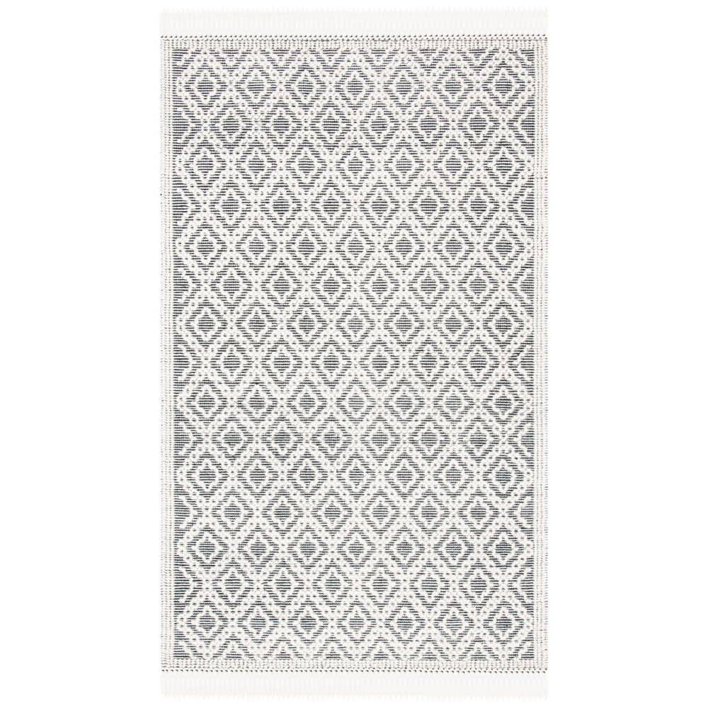 Natura 8 ft. x 10 ft. Ivory/Black Monochrome Diamond High-Low Area Rug price history on PriceWatchPro