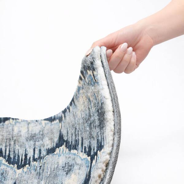 Dream Shag Premium Machine Washable Abstract ADS767 Navy 3 ft. x 4 ft. Area Rug