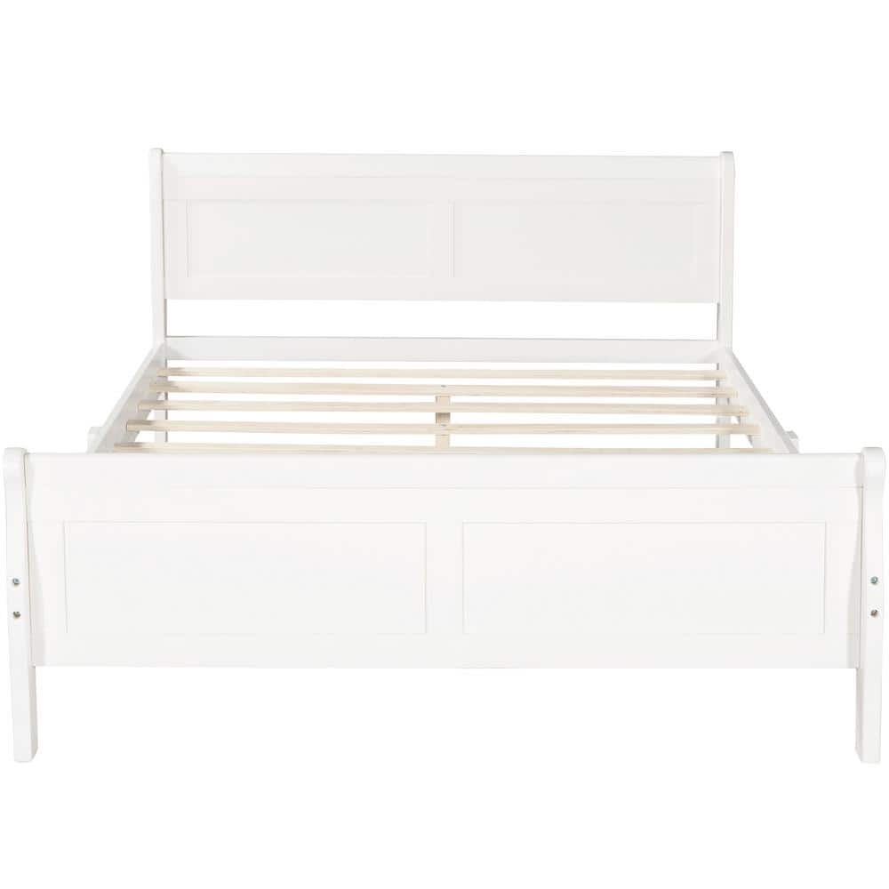 Qualler 82.3 In. W White Full Size Wood Frame Platform Bed Bel289141k 