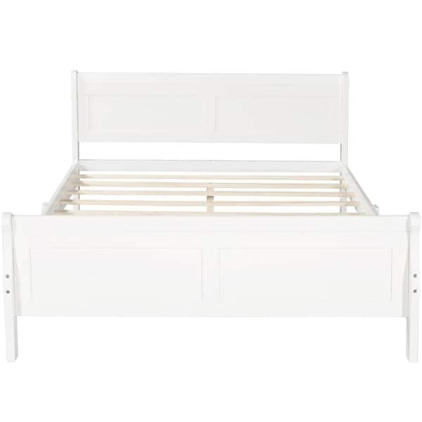 Qualler 82.3 in. W White Full Size Wood Frame Platform Bed BEL289141K ...