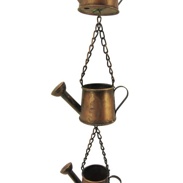 Zaer Ltd. International 73 Inch Long Iron Rain Chain with Watering Cans