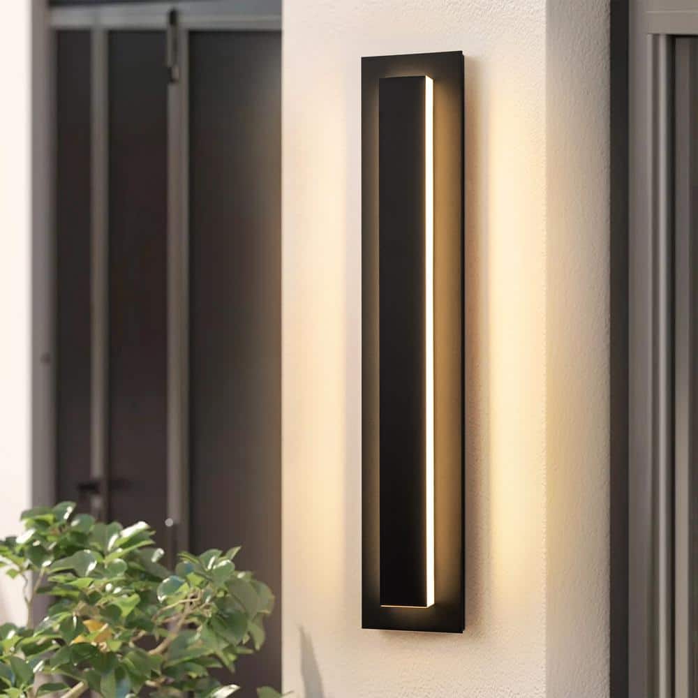 Sheree 25.9 in. Modern Black Aluminum LED Waterproof Outdoor Hardwired Wall Lantern Scone for Patio/Garden price history on PriceWatchPro