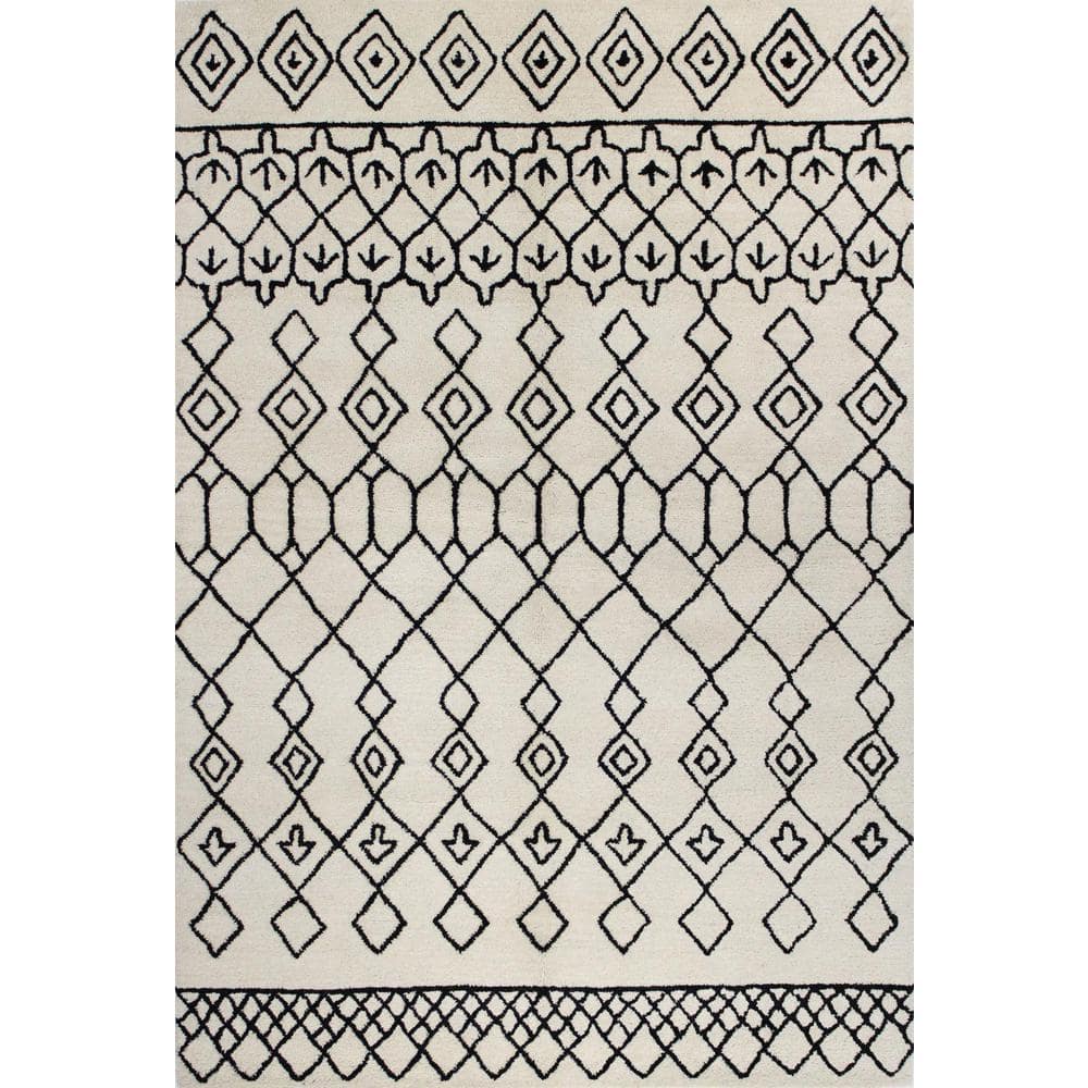 Chelsea Ivory/Black 9 ft. x 12 ft. (86 x 116) Moroccan Contemporary 