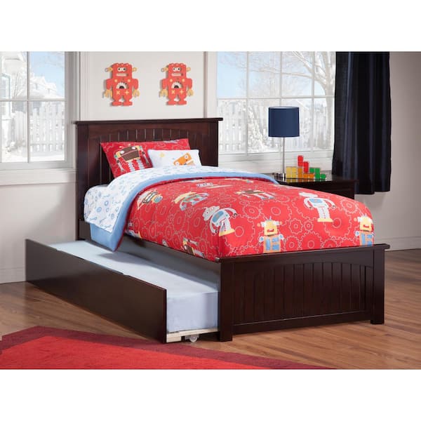 AFI Nantucket Espresso Twin Platform Bed with Matching Foot Board with Twin Size Urban Trundle Bed