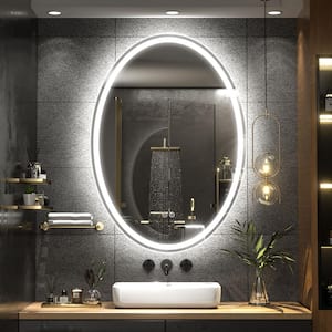 24 in. W x 36 in. H Oval Frameless Backlit LED Anti-Fog Wall Bathroom Vanity Mirror in Tempered Glass