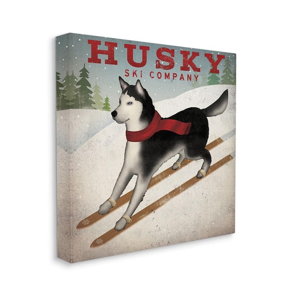 The Stupell Home Decor Collection Husky Ski Company Winter Slopes Dog Design By Ryan Fowler Unframed Sports Art Print 17 in. x 17 in.