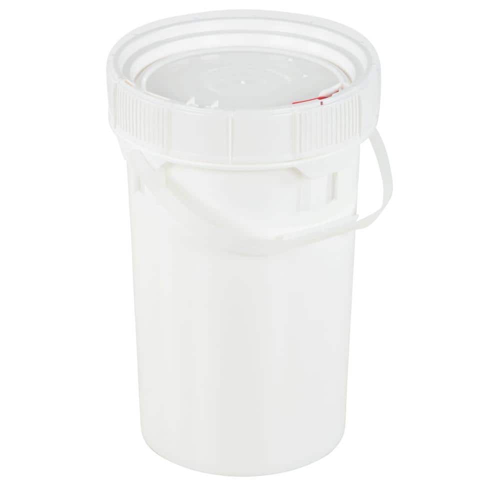 White 5 Vestil PAIL-SCR-65-W Plastic Screw-Top Pail with Lid and Handle 6.5 Gallon Capacity