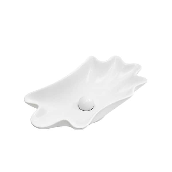 24.4 in. x 13 in. Vessel Bathroom Sink in White Ceramic with Drain