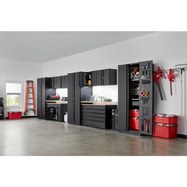 Husky 14 Piece Heavy Duty Welded Steel Garage Storage System In Black 276 W X 81 H 24 D Htc143022052 The Home Depot Husky 14 Piece Heavy Duty Welded Steel, Garage Storage Systems Home Depot
