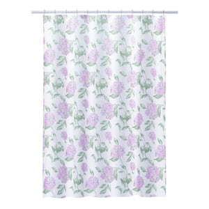 Printed PEVA 70 in. x 72 in. Lavender Hydrangea Shower Curtain