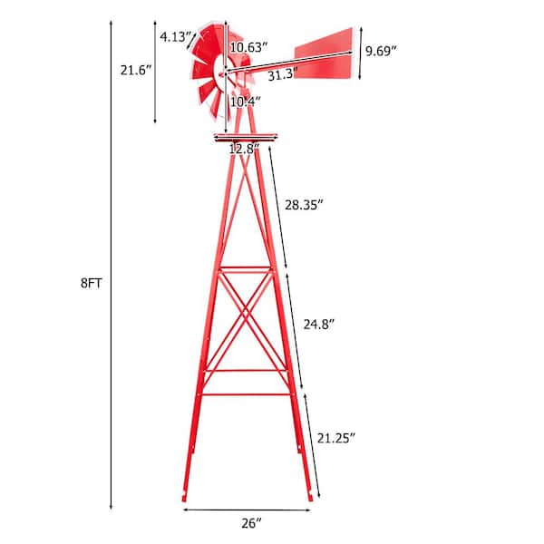 Karl home 8 ft. Tall Windmill Ornamental Wind Wheel