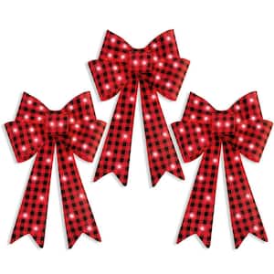 2 ft. LED Pre-lit Christmas Bows Holiday Yard Décor (Set of 3)