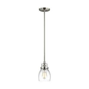 Belton 1-Light Brushed Nickel Mini Pendant with Clear Seeded Glass Shade