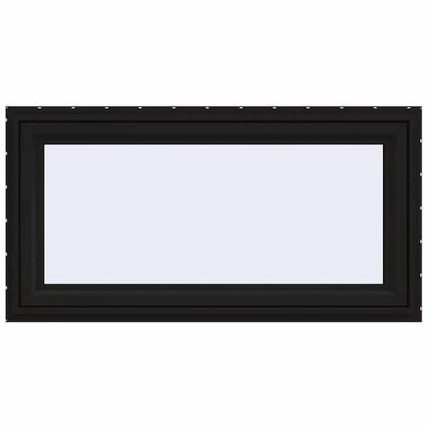 JELD-WEN 48 in. x 24 in. V-4500 Series Black Exterior/White Interior FiniShield Vinyl Awning Window with Fiberglass Mesh Screen
