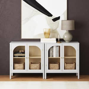 Nathan James Telos Glossy White and Brown 4-Cube Organizer Storage