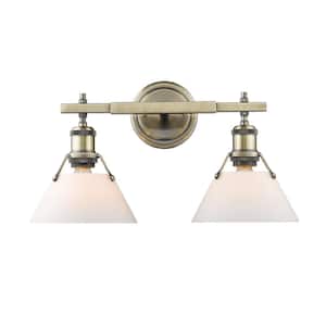 Orwell AB 2-Light Aged Brass Bath Light with Aged Brass Shade