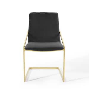Pitch Performance Velvet Dining Armchair in Gold Black