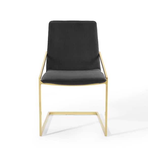 MODWAY Pitch Performance Velvet Dining Armchair in Gold Black