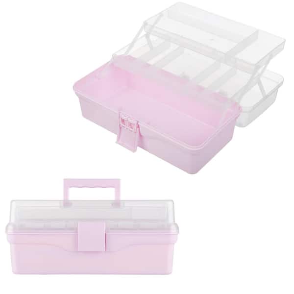 14 in. L x 7.87 in. W Plastic Tackle Box Organizer, Pink