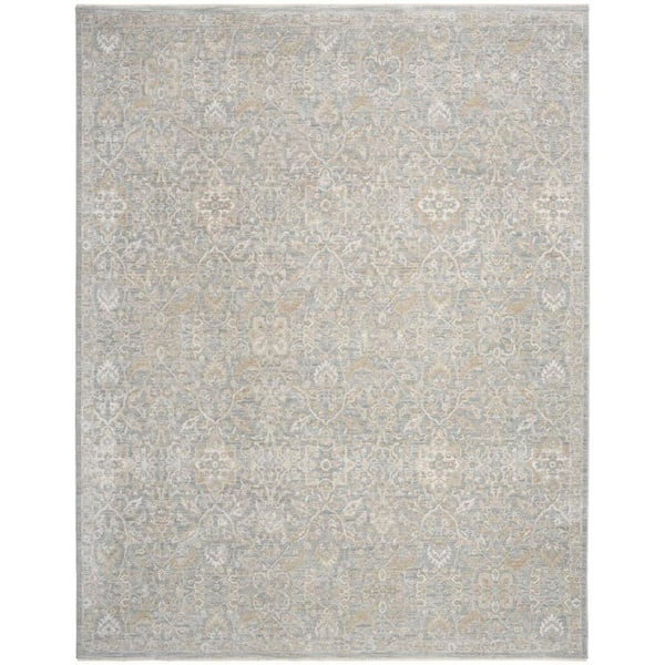 Enriched Blue Silver 9 ft. x 13 ft. Medallion Traditional Area Rug