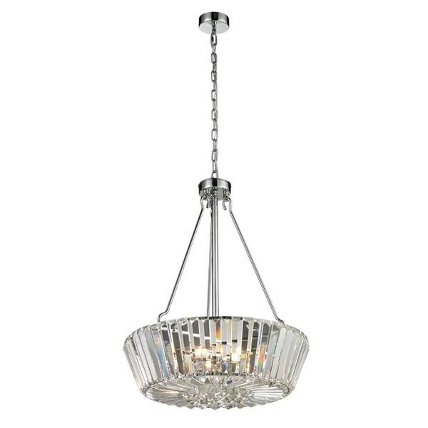 Radionic Hi Tech Gaston 5-Light 20 in. Polished Chrome Crystal and Metal Pendant