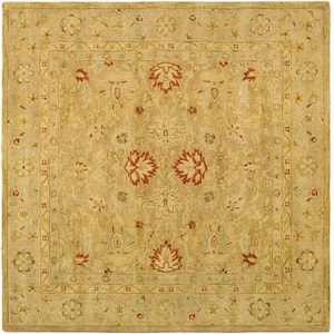 Antiquity Brown/Beige 8 ft. x 8 ft. Square Border Area Rug