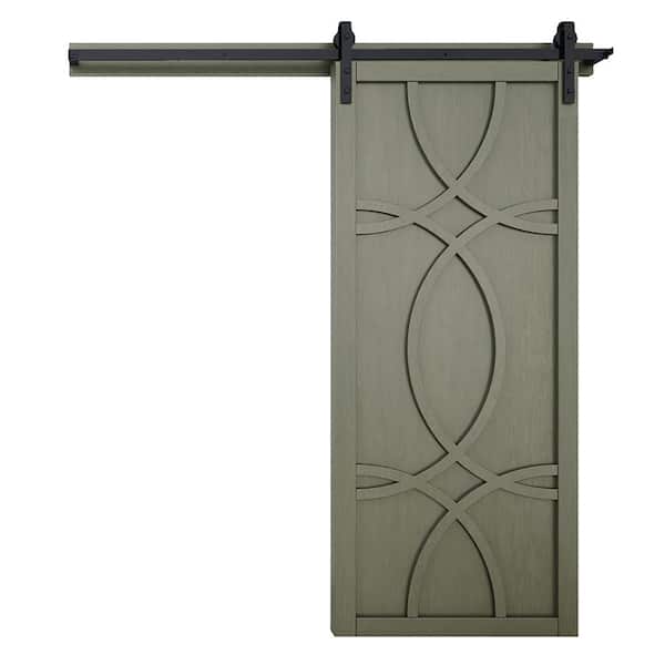 VeryCustom 30 in. x 84 in. The Hollywood Gauntlet Wood Sliding Barn Door with Hardware Kit in Black