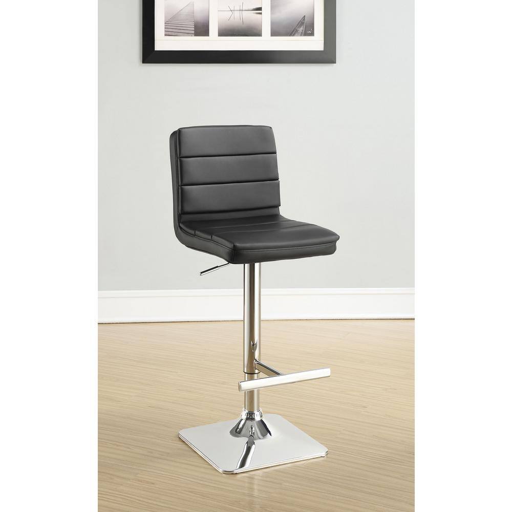 Contemporary Black Leatherette Swivel Adjustable Bar Stool