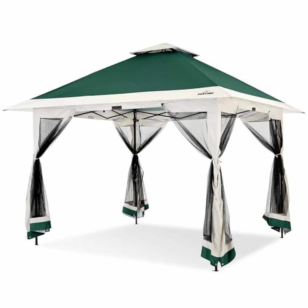 12 ft. x 12 ft. Green Pop-Up Patio Gazebo Canopy with Netting Sidewalls