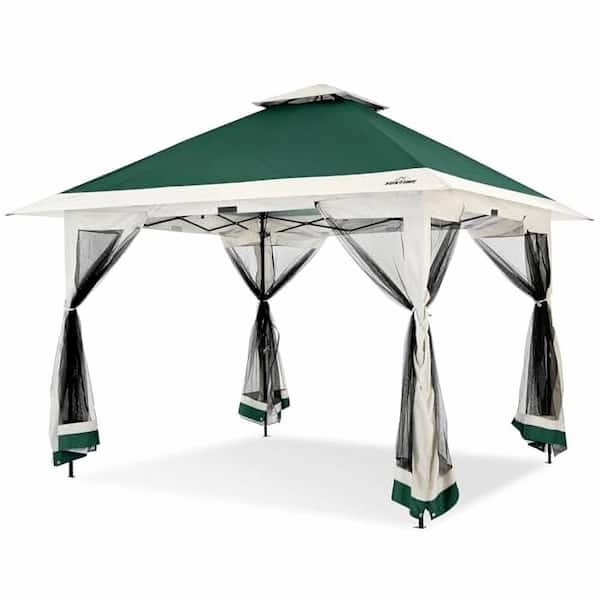 Unbranded 12 ft. x 12 ft. Green Pop-Up Patio Gazebo Canopy with Netting Sidewalls