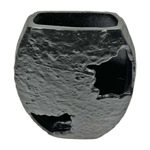 castellousa 15 in. Decorative Abstract Fractured Capsule Vase in Black