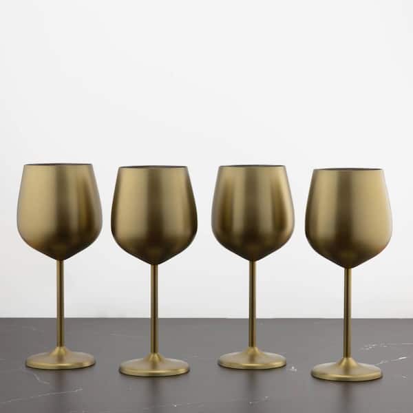 18 oz. Gold Stainless Steel White Wine Glass Set (Set of 4)
