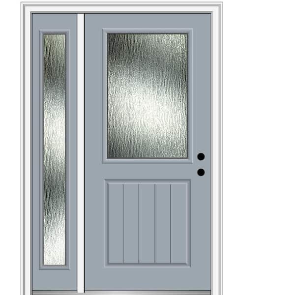 MMI Door 48 in. x 80 in. Left-Hand/Inswing Rain Glass Storm Cloud Fiberglass Prehung Front Door on 6-9/16 in. Frame
