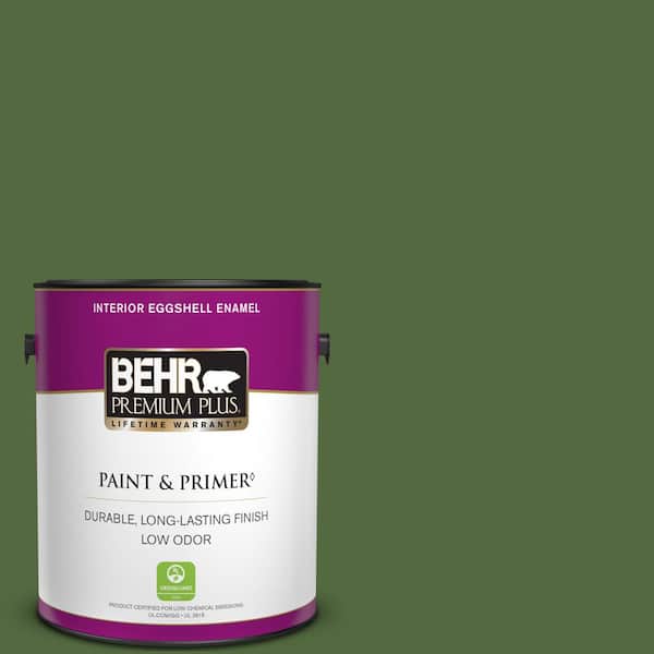 BEHR PREMIUM PLUS 1 gal. #M380-7 Alfalfa Extract Eggshell Enamel Low Odor Interior Paint & Primer