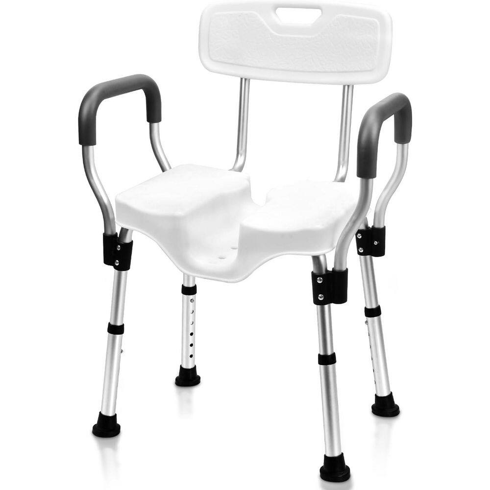 20 in. Freestanding Portable Shower Chair with Backrest and Padded Armrests