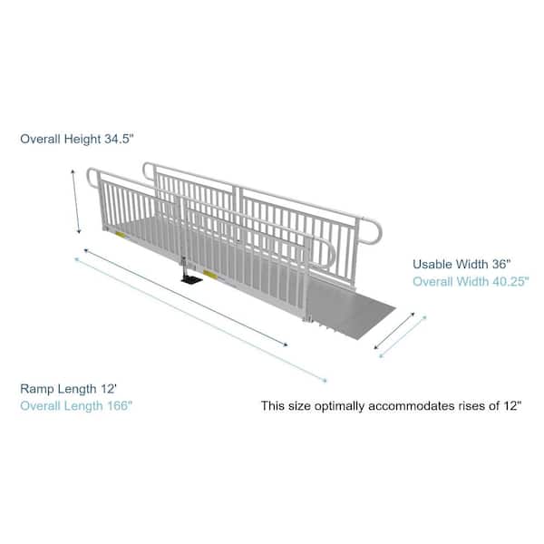 PATHWAY 3G 12 ft. Wheelchair Ramp Kit with Solid Surface Tread and Vertical Picket Handrails