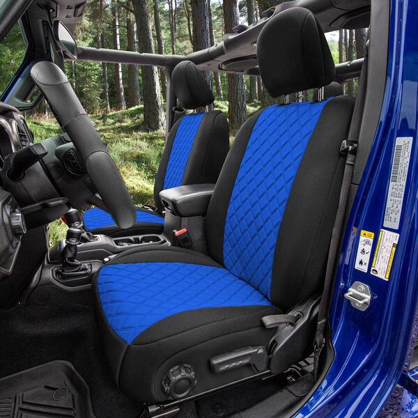 Fh Group Neoprene Waterproof 47 In X 1 23 Custom Fit Seat Covers For 2018 2021 Jeep Wrangler Jl 4dr Full Set Dmcm5006blue - 2021 Jeep Wrangler Unlimited Leather Seat Covers