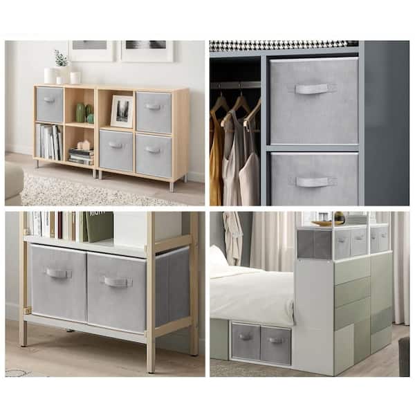 11 in. Fabric Storage Cubes with Cube Organizer for Shelves, Organizing Clothes, Blankets, Toys, Grey (8-Pack)