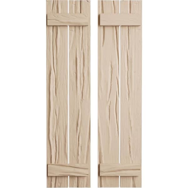 Ekena Millwork 11.5 in. x 24 in. Timberthane Polyurethane 2-Board Spaced Board-n-Batten Riverwood Faux Wood Shutters Pair